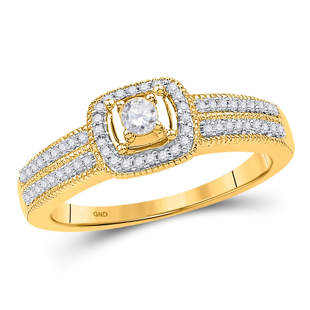 10kt Yellow Gold Round Diamond Solitaire Bridal Wedding Engagement Ring 1/4 Cttw