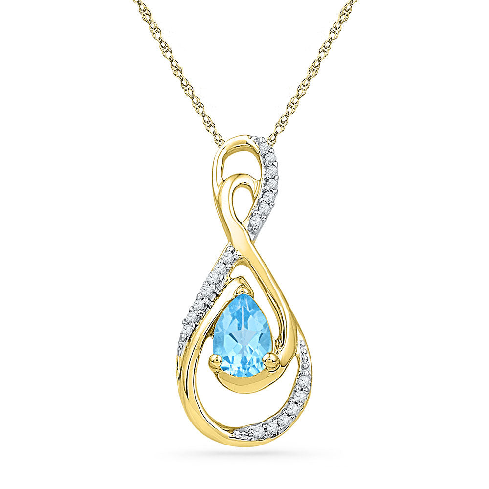 10kt Yellow Gold Womens Oval Lab-Created Blue Topaz Solitaire Pendant 3/4 Cttw
