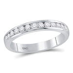 14kt White Gold Womens Round Diamond Single Row Channel-set Wedding Band 1/3 Cttw
