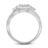 14kt White Gold Round Diamond Double Halo Bridal Wedding Ring Band Set 1 Cttw
