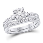 14kt White Gold Diamond Princess Bridal Wedding Ring Band Set 5/8 Cttw