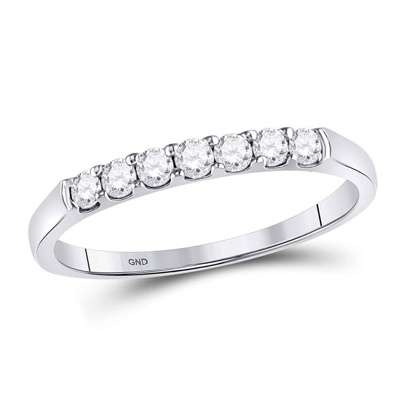 14kt White Gold Womens Round Diamond Single Row Wedding Band 1/4 Cttw