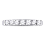 14kt White Gold Womens Round Diamond Single Row Wedding Band 1/2 Cttw