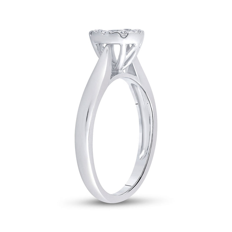 14kt White Gold Womens Round Diamond Cluster Ring 1/2 Cttw