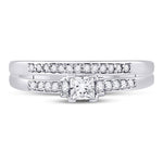 10kt White Gold Princess Diamond Bridal Wedding Ring Band Set 1/3 Cttw