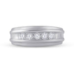 14k White Gold Round Channel-set Diamond Mens Wedding Band 1/2 Cttw