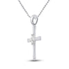 10kt White Gold Womens Round Diamond Cross Pendant 1/20 Cttw
