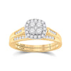 14kt Yellow Gold Round Diamond Cluster Bridal Wedding Ring Band Set 1/2 Cttw