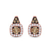 14kt Rose Gold Womens Round Brown Diamond Halo Earrings 3/8 Cttw
