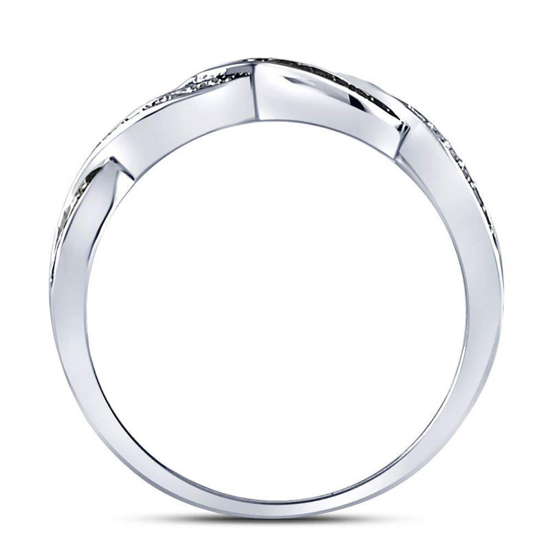 Sterling Silver Womens Round Black Color Enhanced Diamond Woven Band Ring 1/6 Cttw