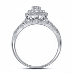 14kt Yellow Gold Round Diamond Halo Bridal Wedding Ring Band Set 1 Cttw