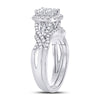 10kt White Gold Princess Diamond Bridal Wedding Ring Band Set 1 Cttw