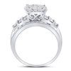 10kt White Gold Round Diamond Cluster Bridal Wedding Engagement Ring 1 Cttw