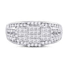 10kt White Gold Womens Princess Diamond Triple Cluster Ring 1 Cttw