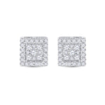 10kt White Gold Womens Round Diamond Square Cluster Stud Earrings 1/2 Cttw