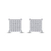 10kt White Gold Womens Round Diamond Square Earrings 1/2 Cttw