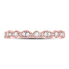 10kt Rose Gold Womens Round Diamond Marquise Dot Stackable Band Ring 1/6 Cttw