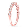 10kt Rose Gold Womens Round Diamond Marquise Dot Stackable Band Ring 1/6 Cttw