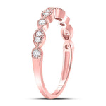 10kt Rose Gold Womens Round Diamond Marquise Dot Stackable Band Ring 1/6 Cttw