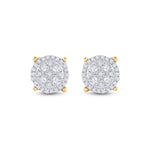 10kt Yellow Gold Womens Round Diamond Cluster Earrings 1/4 Cttw