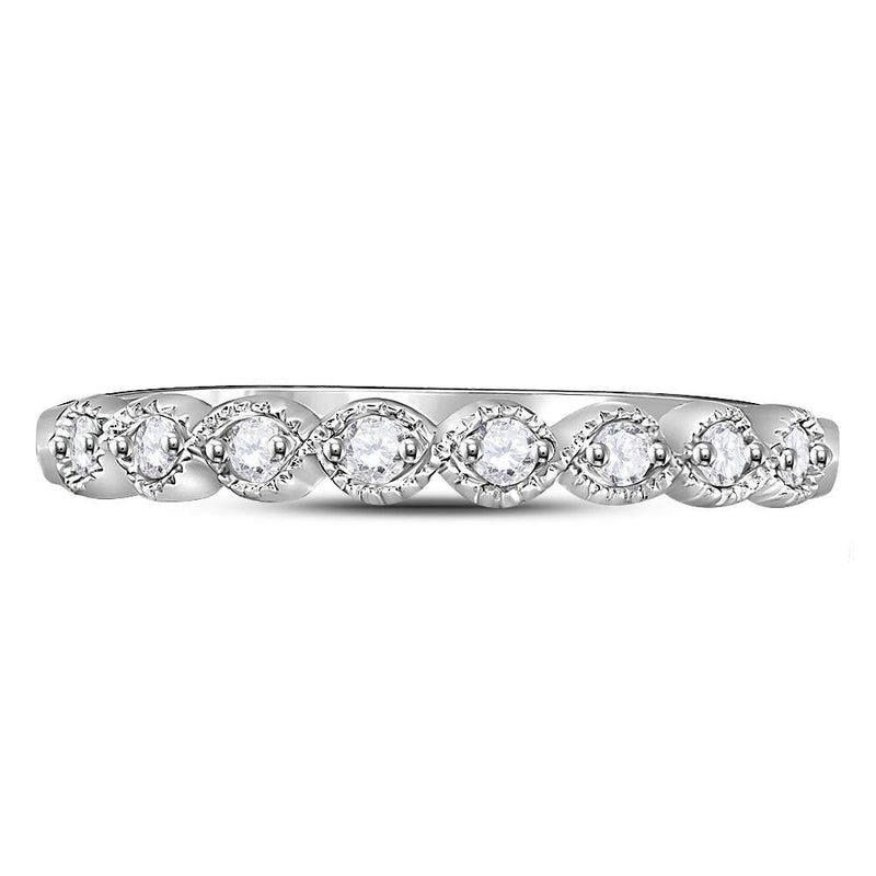 10kt White Gold Womens Round Diamond Stackable Band Ring 1/10 Cttw