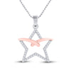 10kt Two-tone Gold Womens Round Diamond Star Pendant 1/6 Cttw