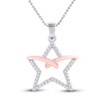 10kt Two-tone Gold Womens Round Diamond Star Pendant 1/6 Cttw