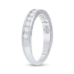 14kt White Gold Womens Round Diamond Wedding Band 1/2 Cttw
