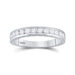 14kt White Gold Womens Round Diamond Wedding Band 1/2 Cttw
