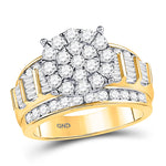 10kt Yellow Gold Round Diamond Cindys Dream Cluster Bridal Wedding Engagement Ring 2 Cttw