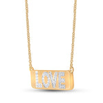 10kt Yellow Gold Womens Round Diamond Love Bar Pendant Necklace with 18" Chain 1/8 Cttw