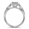 14kt White Gold Round Diamond Cluster Bridal Wedding Ring Band Set 1 Cttw