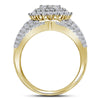 14kt Yellow Gold Round Diamond Cluster Bridal Wedding Ring Band Set 2 Cttw