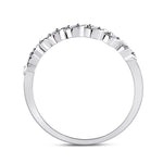 14kt White Gold Womens Round Diamond Classic Stackable Band Ring 1/20 Cttw