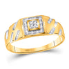10kt Yellow Gold Mens Round Diamond Square Cluster Ring 1/8 Cttw