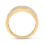 14kt Yellow Gold Mens Round Diamond Symmetrical Wedding Band Ring 1 Cttw
