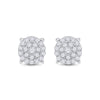 14kt White Gold Womens Round Diamond Cluster Earrings 1-1/2 Cttw