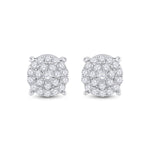 14kt White Gold Womens Round Diamond Cluster Earrings 1-1/2 Cttw