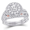 14kt Two-tone Gold Round Diamond Bridal Wedding Ring Band Set 2 
