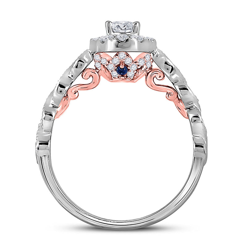 14kt Two-tone Gold Oval Diamond Solitaire Bridal Wedding Engagement Ring 3/4 Cttw