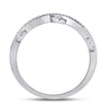 10kt White Gold Womens Round Diamond Vine Floral Stackable Band Ring 1/6 Cttw