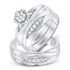 10kt White Gold His Hers Round Diamond Cluster Matching Wedding Set 1/2 Cttw