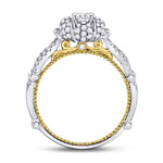 14kt Two-tone Gold Round Diamond Solitaire Bridal Wedding Engagement Ring 7/8 Cttw