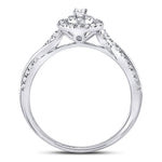 14kt White Gold Round Diamond Teardrop Cluster Bridal Wedding Engagement Ring 1/4 Cttw