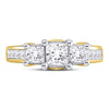 14kt Yellow Gold Princess Diamond 3-stone Bridal Wedding Engagement Ring 2 Cttw