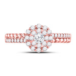 14kt Rose Gold Round Diamond Solitaire Beaded ridal Wedding Engagement Ring 1/2 Cttw