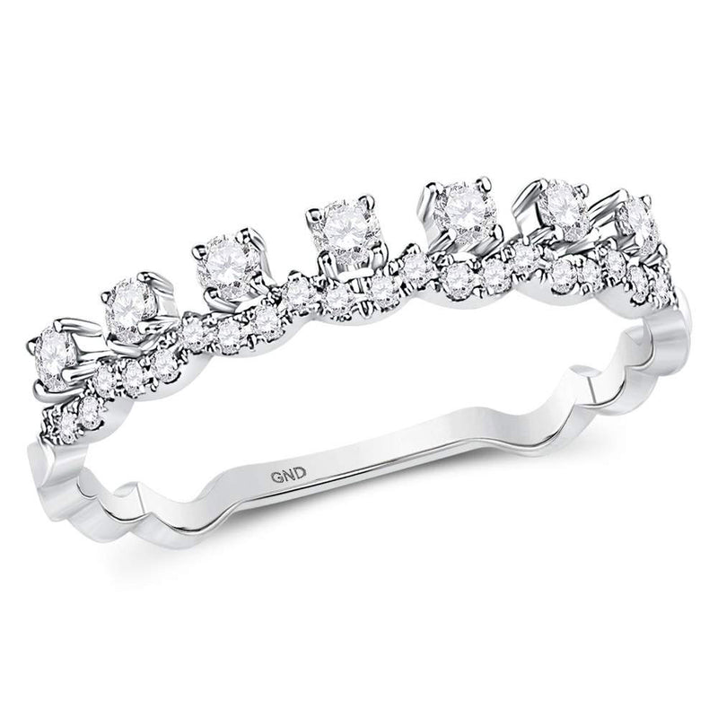 10kt White Gold Womens Round Diamond Stackable Band Ring 1/3 Cttw