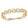 10kt Yellow Gold Womens Round Diamond Link Stackable Band Ring 1/8 Cttw