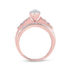 10kt Rose Gold Round Diamond Cluster Bridal Wedding Engagement Ring 1/2 Cttw