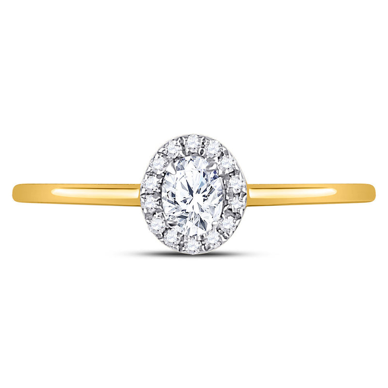 10kt Yellow Gold Womens Oval Diamond Solitaire Stackable Band Ring 1/3 Cttw